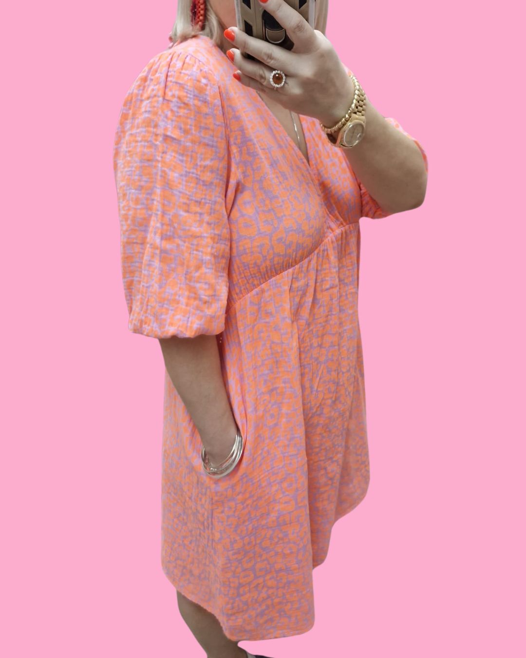 Pisa Dress - Orange Fluro Leopard