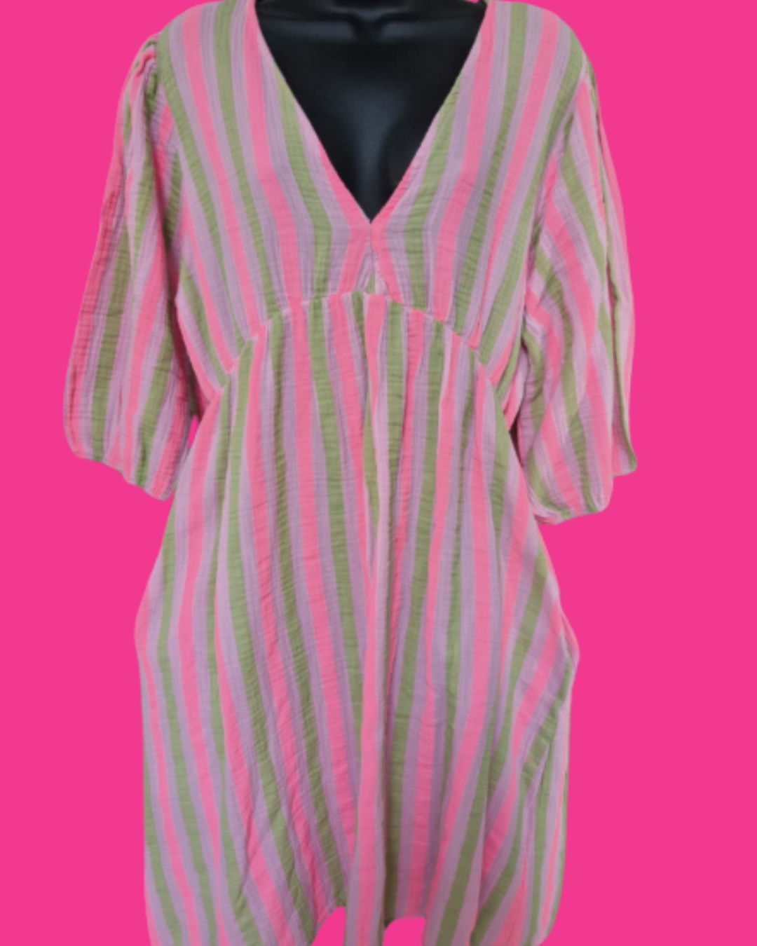 Pina Dress - Fushia stripe