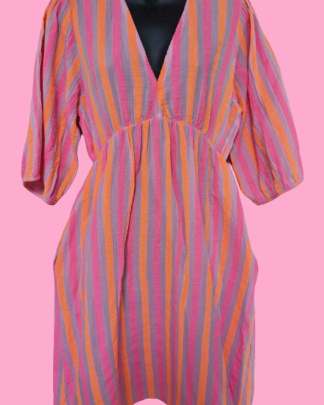 Pina Dress - Fushia & Orange stripe