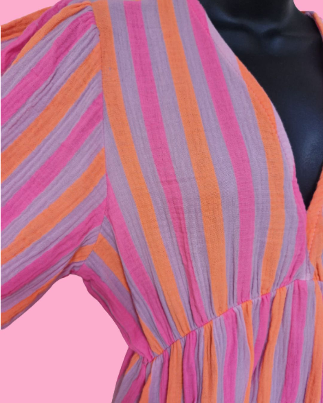 Pina Dress - Fushia & Orange stripe